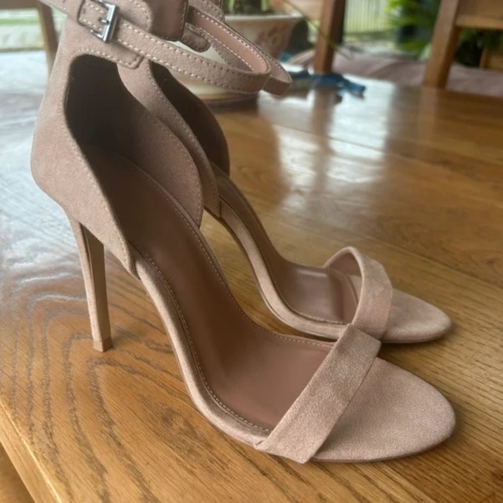 Chic Tan Suede Ankle Strap Heels